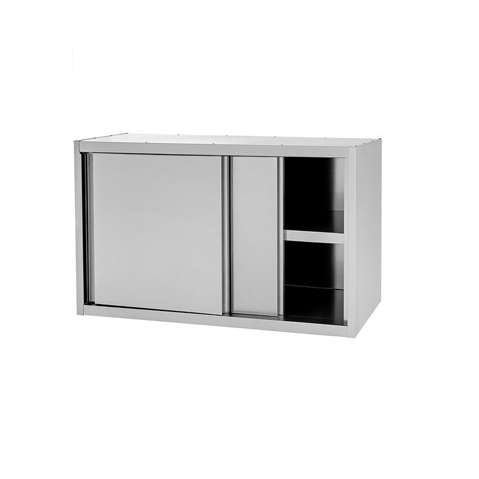 Wandhngeschrank- Edelstahl- Schiebetren- 1 Zwischenboden- B 1200 mm x T 400 mm x H 660 mm